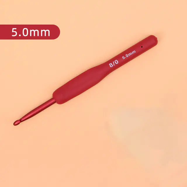 Red TPR Silicone Crochet Hooks with Aluminum Head Kit