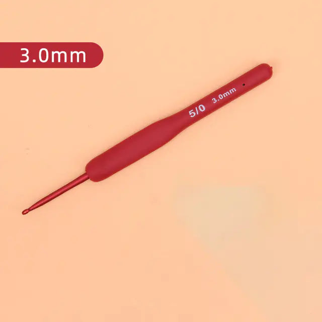 Red TPR Silicone Crochet Hooks with Aluminum Head Kit