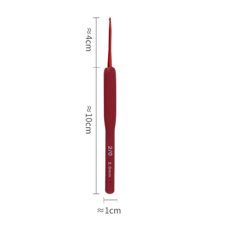 Red TPR Silicone Crochet Hooks with Aluminum Head Kit