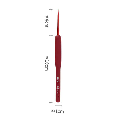 Red TPR Silicone Crochet Hooks with Aluminum Head Kit