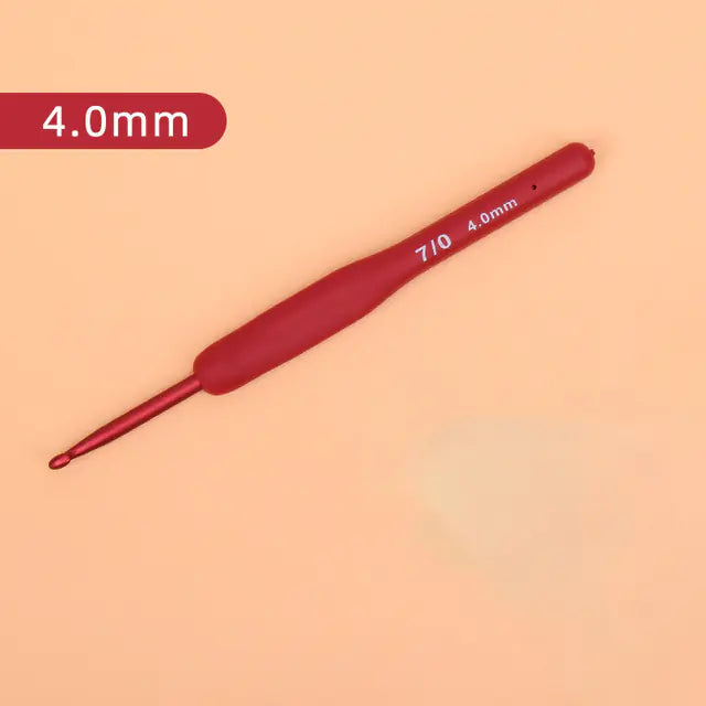 Red TPR Silicone Crochet Hooks with Aluminum Head Kit